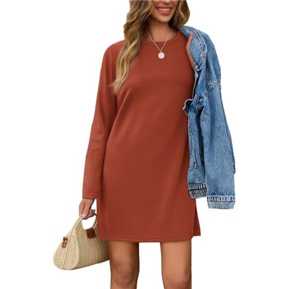 ✨ Women’s Long Sleeve Swing Dress | Lightweight Spacer Fabric Knee-Length ✨ - Picture 3 of 4